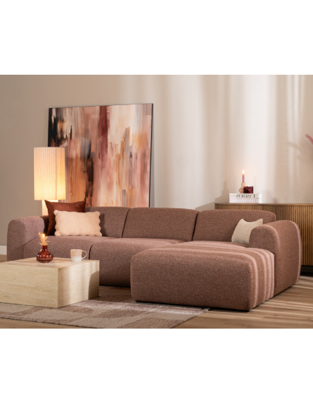 chaiselongsofa chaiselong sofa boucle højrevendt stof rød brun
