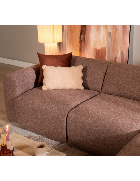 chaiselongsofa chaiselong sofa boucle højrevendt stof rød brun