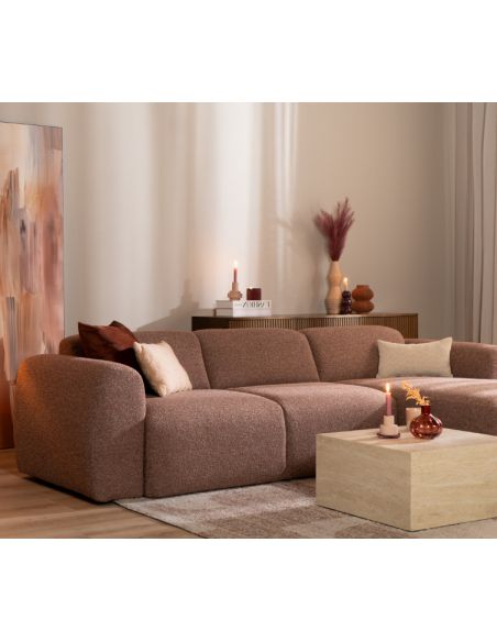 chaiselongsofa chaiselong sofa boucle højrevendt stof rød brun