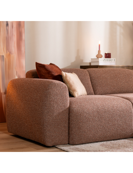 chaiselongsofa chaiselong sofa boucle højrevendt stof rød brun