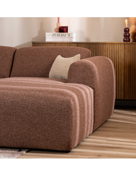 chaiselongsofa chaiselong sofa boucle højrevendt stof rød brun