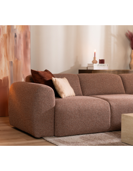 chaiselongsofa chaiselong sofa boucle højrevendt stof rød brun