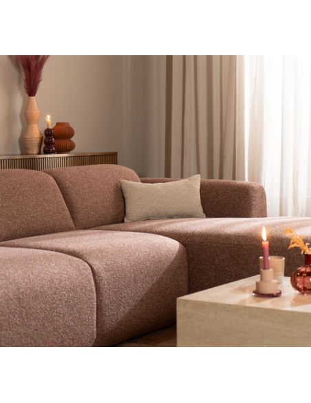 chaiselongsofa chaiselong sofa boucle højrevendt stof rød brun
