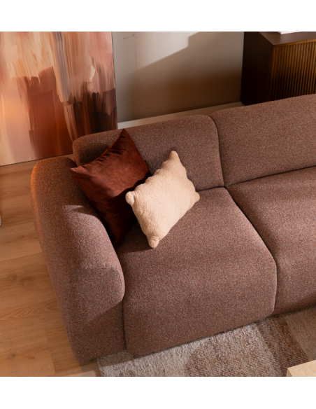 chaiselongsofa chaiselong sofa boucle højrevendt stof rød brun