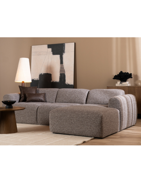 chaiselongsofa chaiselong sofa boucle højrevendt stof grå brun