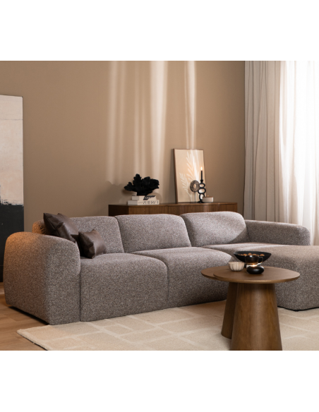 chaiselongsofa chaiselong sofa boucle højrevendt stof grå brun