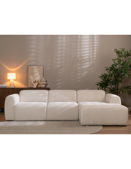 chaiselongsofa chaiselong sofa boucle højrevendt stof hvid beige