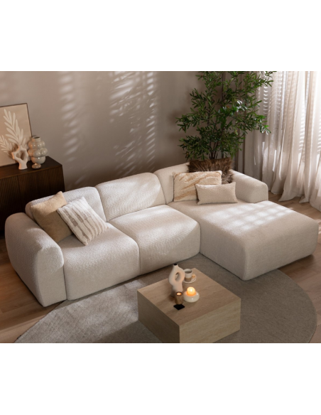 chaiselongsofa chaiselong sofa boucle højrevendt stof hvid beige