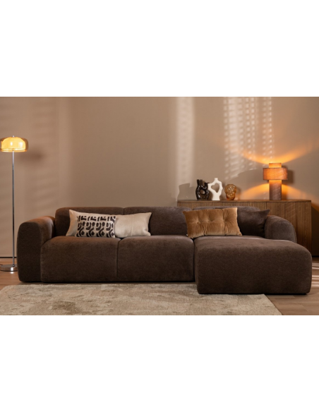 chaiselongsofa chaiselong sofa chenille højrevendt stof brun