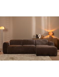 chaiselongsofa chaiselong sofa chenille højrevendt stof brun 2