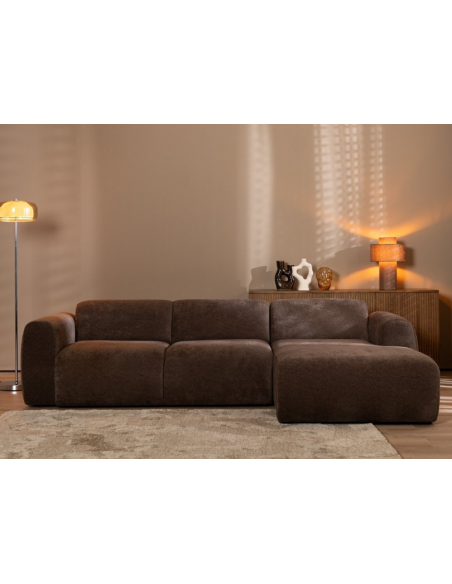 chaiselongsofa chaiselong sofa chenille højrevendt stof brun