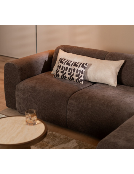 chaiselongsofa chaiselong sofa chenille højrevendt stof brun