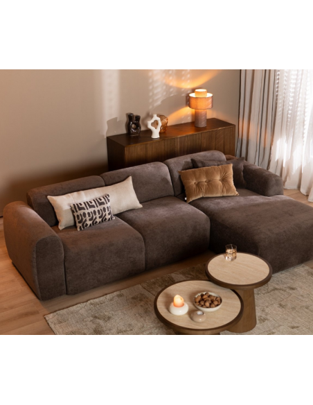 chaiselongsofa chaiselong sofa chenille højrevendt stof brun