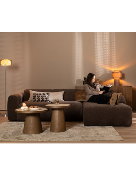 chaiselongsofa chaiselong sofa chenille højrevendt stof brun