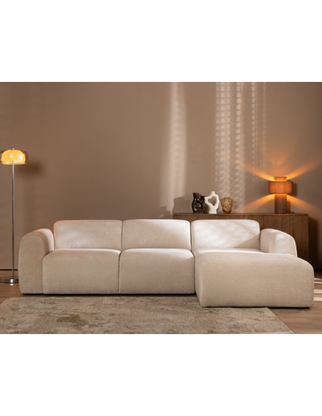 chaiselongsofa chaiselong sofa chenille højrevendt stof beige