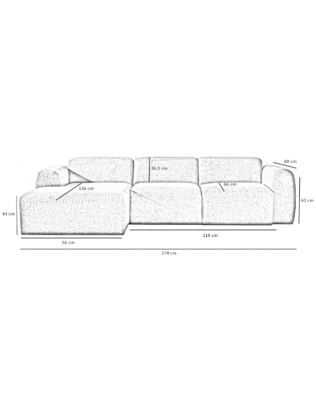 chaiselongsofa chaiselong sofa boucle venstrevendt stof