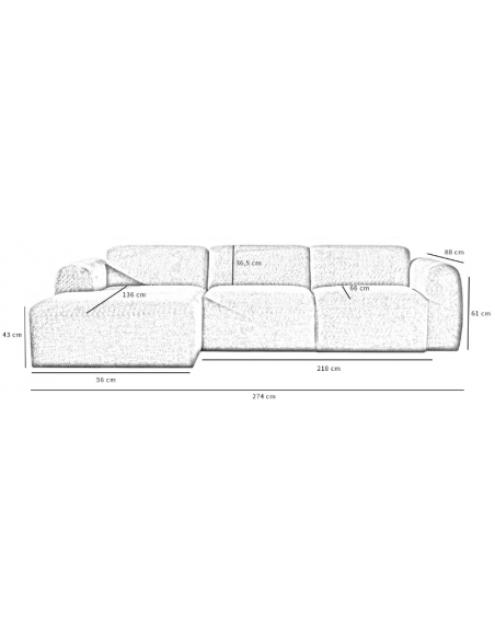 chaiselongsofa chaiselong sofa polyester venstrevendt stof