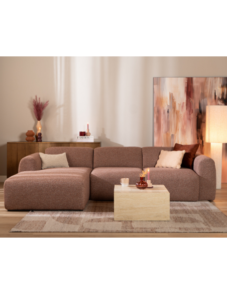 chaiselongsofa chaiselong sofa boucle venstrevendt stof rød brun