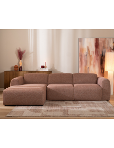 chaiselongsofa chaiselong sofa boucle venstrevendt stof rød brun 2