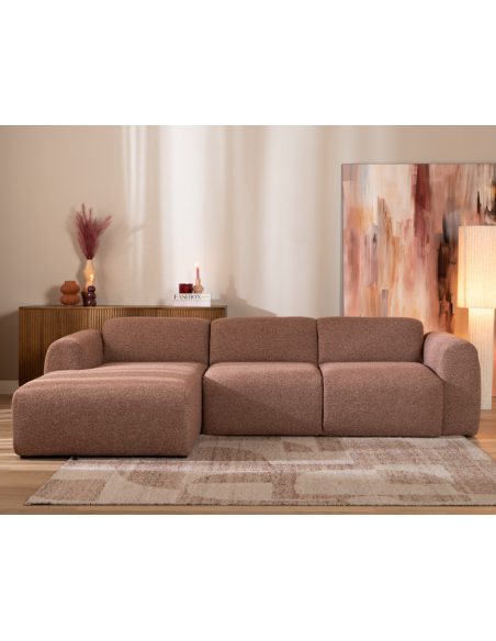 chaiselongsofa chaiselong sofa boucle venstrevendt stof rød brun