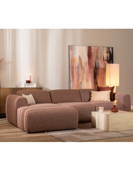 chaiselongsofa chaiselong sofa boucle venstrevendt stof rød brun
