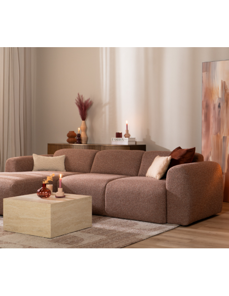 chaiselongsofa chaiselong sofa boucle venstrevendt stof rød brun