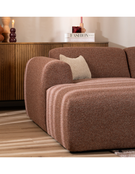 chaiselongsofa chaiselong sofa boucle venstrevendt stof rød brun
