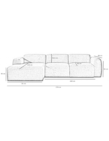 chaiselongsofa chaiselong sofa boucle venstrevendt stof rød brun