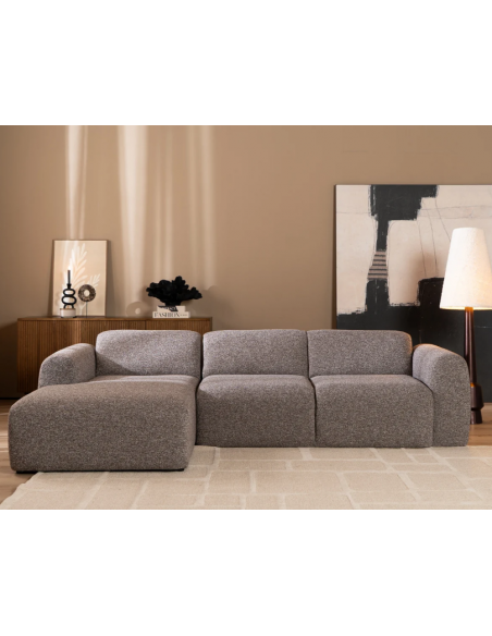 chaiselongsofa chaiselong sofa boucle venstrevendt stof grå brun