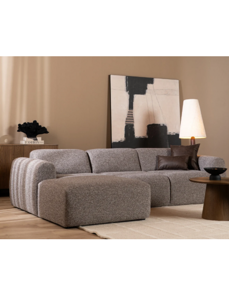 chaiselongsofa chaiselong sofa boucle venstrevendt stof grå brun