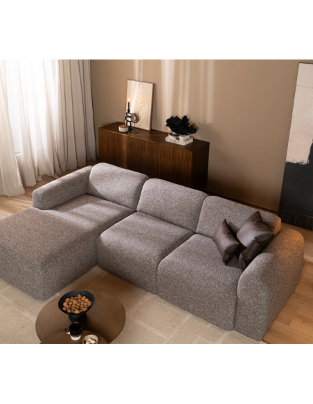 chaiselongsofa chaiselong sofa boucle venstrevendt stof grå brun