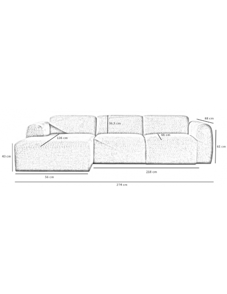 chaiselongsofa chaiselong sofa boucle venstrevendt stof grå brun