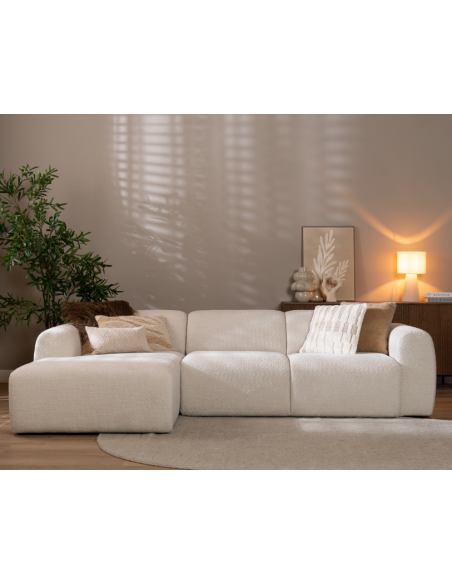 chaiselongsofa chaiselong sofa boucle venstrevendt stof hvid beige