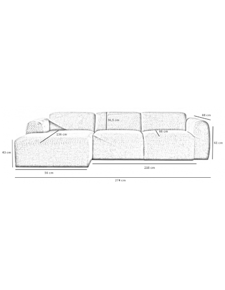 chaiselongsofa chaiselong sofa boucle venstrevendt stof hvid beige