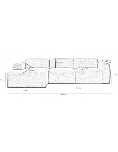 chaiselongsofa chaiselong sofa polyester venstrevendt stof