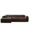MAINE Venstrevendt chaiselongsofa i chenille B274 x D165 cm - Brun