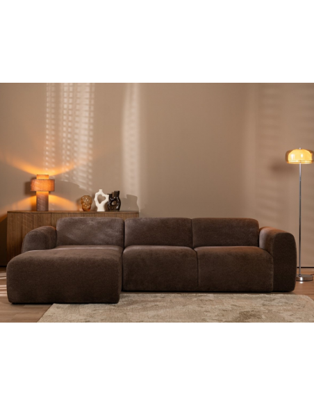 chaiselongsofa chaiselong sofa chenille venstrevendt stof brun