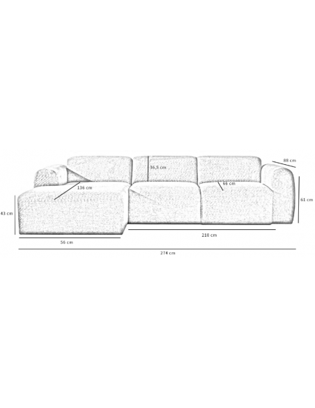 chaiselongsofa chaiselong sofa chenille venstrevendt stof beige