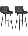 Sæt med 2 x barstole i metal og PU-læder H98 cm - Sort/Antracit
