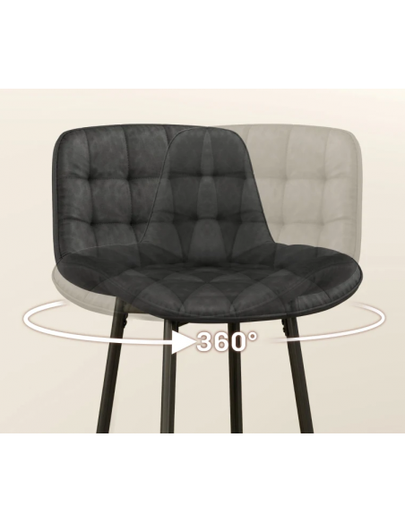 barstol sort læder billig moderne design køkken ryg ryglæn