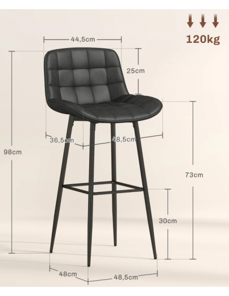 barstol sort læder billig moderne design køkken ryg ryglæn