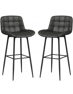 barstol sort læder billig moderne design køkken ryg ryglæn 2