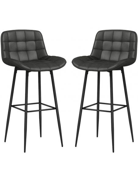 barstol sort læder billig moderne design køkken ryg ryglæn