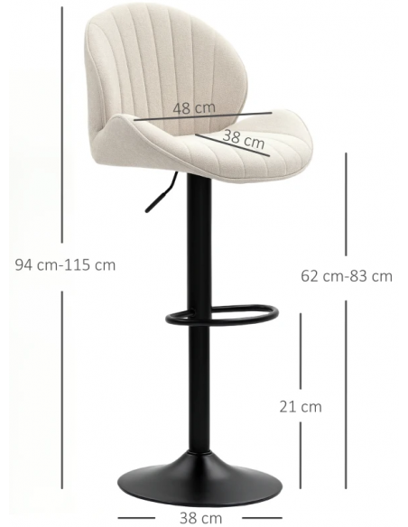 barstol stof beige billig moderne design køkken ryg ryglæn