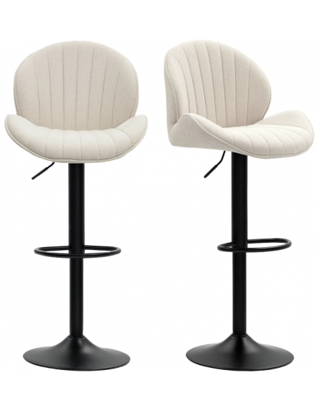 barstol stof beige billig moderne design køkken ryg ryglæn