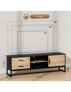 tvbord tv bord skuffer skabe smal billig stuemøbler sort 2