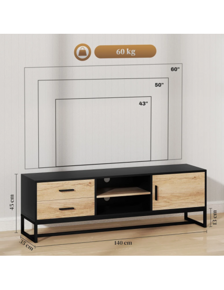 tvbord tv bord skuffer skabe smal billig stuemøbler sort