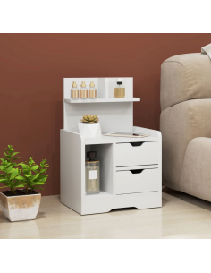 sengebord natbord skuffer soveværelse billig hvid 2