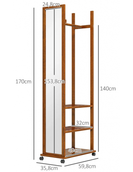 helfigur helkropsspejl spejl garderobe entre soveværelse vægspejl hjul