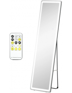 sort gulvspejl helfigur helkropsspejl spejl garderobe entre soveværelse vægspejl med lys belysning dæmpbar 2